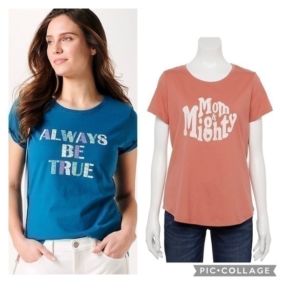 Sonoma Tops - 2 Women’s Plus Size Sonoma Blue and Orange Graphic T Shirts